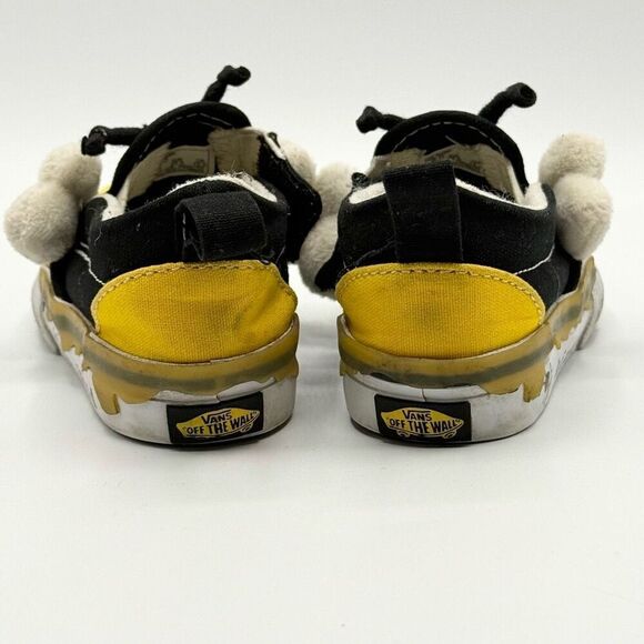 Vans Bee Kind Aplix Slip-On Yellow Black Canvas Sneakers - Toddler US 6 - Picture 3 of 10